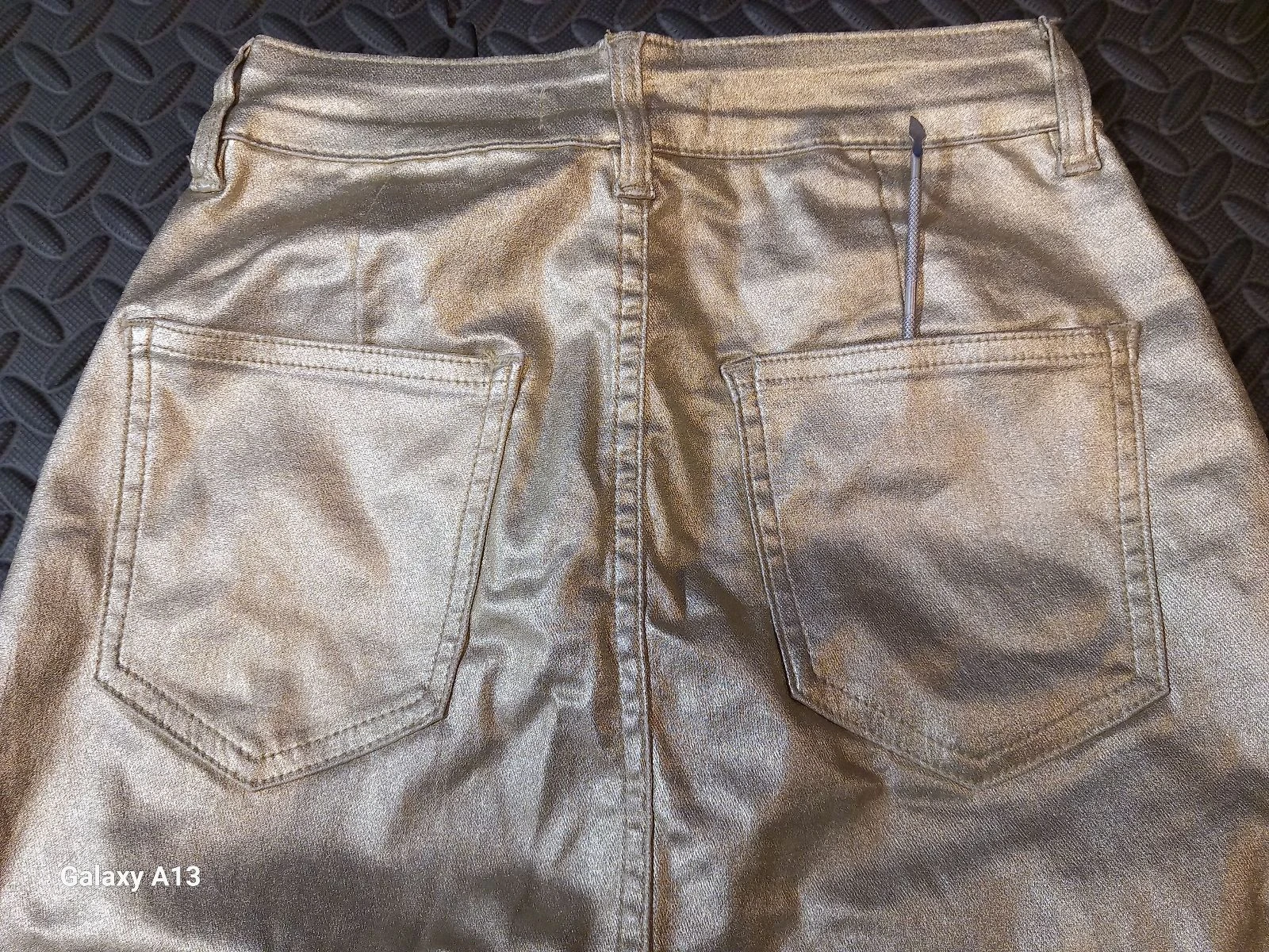 Gouden metallic denim lange rok Redial – Maat S / 36 – photo 6